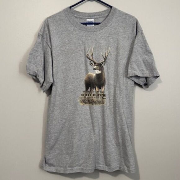 USED Men's Gildan Short Sleeve T Short Color Grey Size Large - Picture 1 of 1